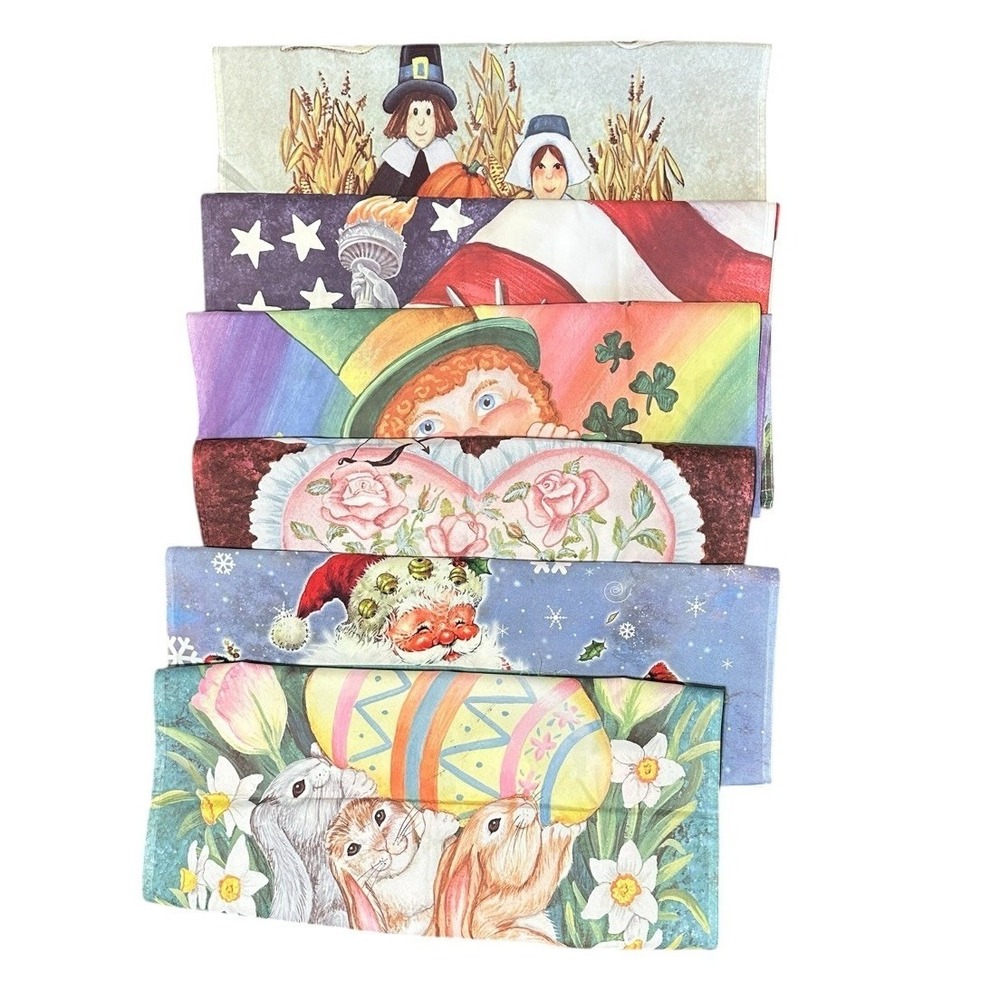 Holiday Flags 6 Flag Bundle Outdoor‎ Decor Thanksgiving Christmas Easter et al